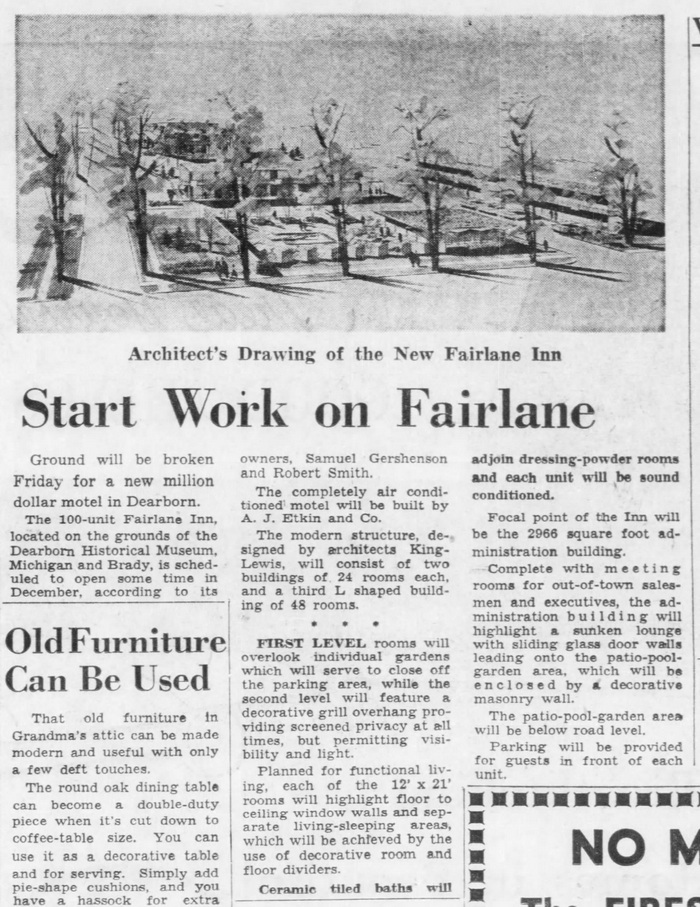 Fairlane Inn - 1959 Article On Construction